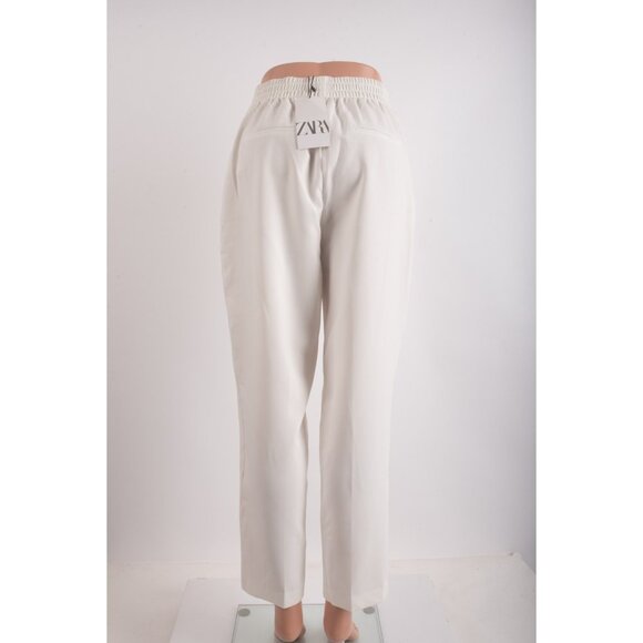 Zara Womans Pants trousers ankle Size M White Gold Side Buttons 9929/020 NWT - Picture 4 of 7